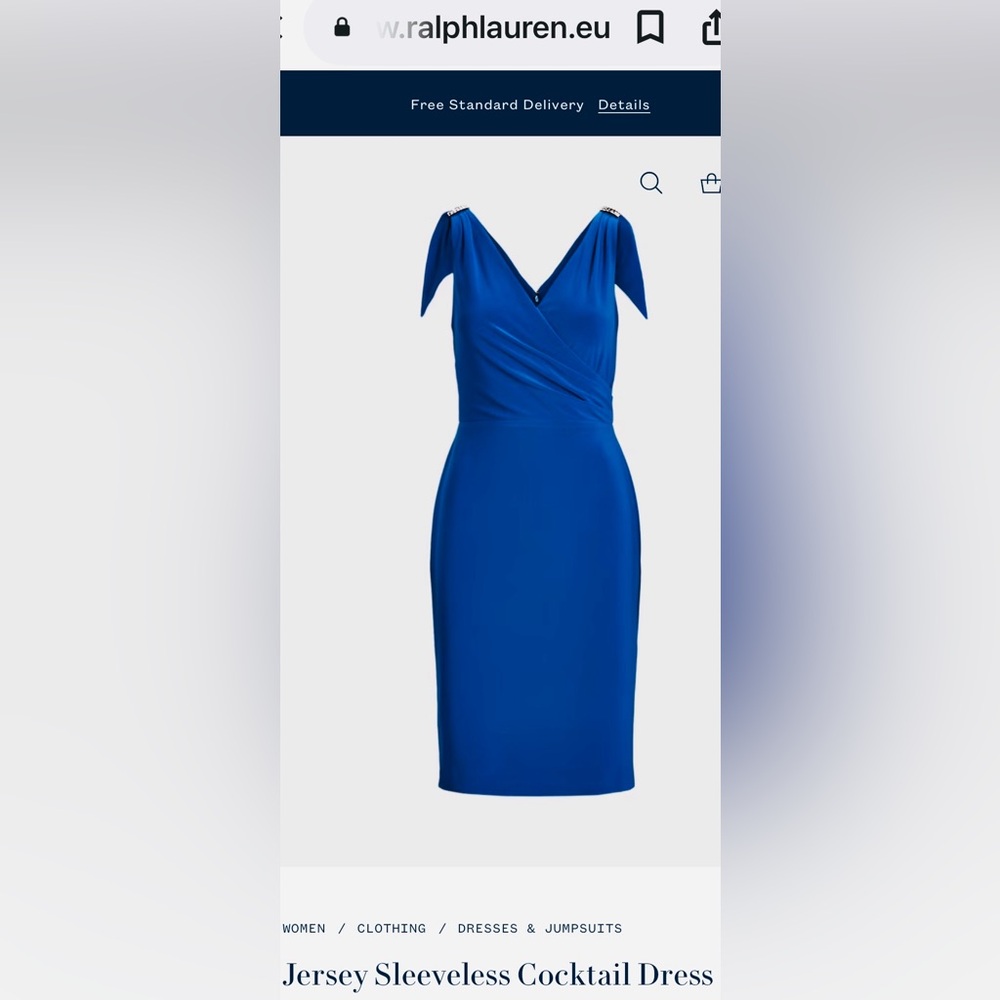 Ralph Lauren Black Label Jersey Sleeveless Cocktail Dress in Royal Blue size 6